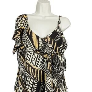 Dress U x Sharon Single Shoulder Blouse Y2K Going Out Top Brown Chain Bead - M